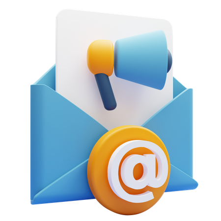email-marketing-3d-icon-png-download-4521470 1 | AD-IOS Web Development | AD-IOS Web Development Blue envelope with an orange '@' badge and a megaphone, symbolizing email notification or outreach.