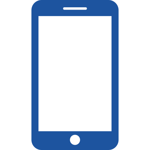 Blue smartphone icon with a blank screen